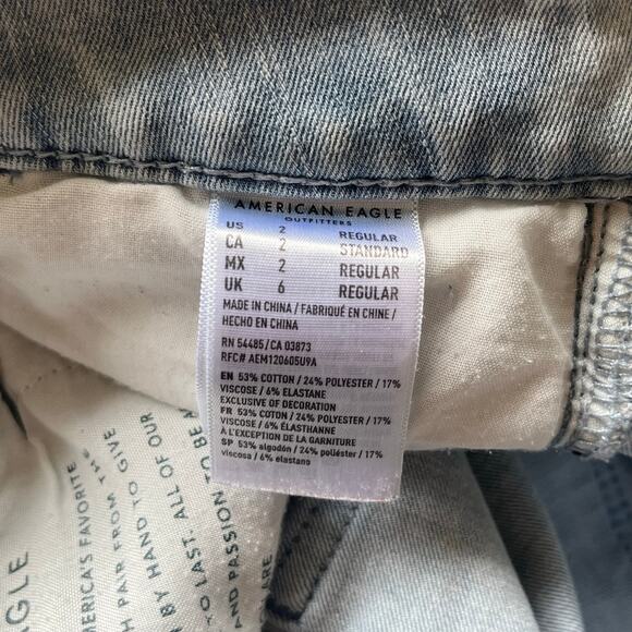 American Eagle Light Acid Wash Distressed 360° Next Level Stretch Jegging Sz 2 - Picture 5 of 12
